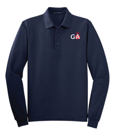 GA Uniform Long Sleeve YOUTH Polo-NAVY (Y500LS)